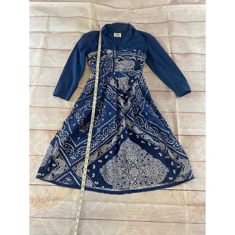 Anthropologie Holding Horses Women's Blue Flared Bandana Dress - 0 - Picture 7 of 15